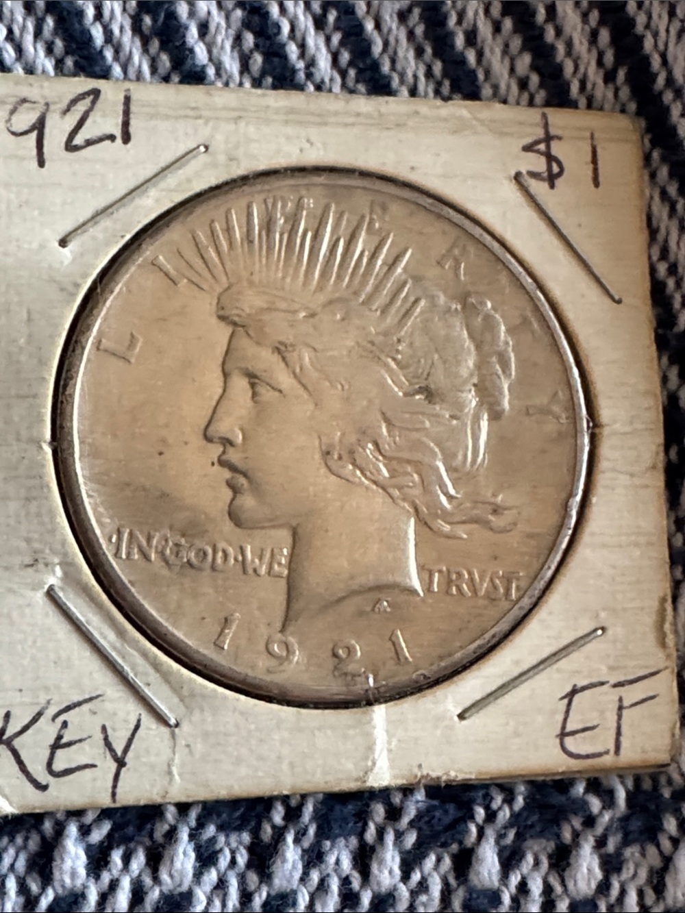 Vintage 1921 P Silver Dollar 90% Silver 
High Relief strike.